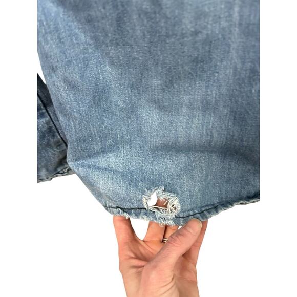 VTG Y2K Liberty Dungaree Bib Overalls Light Wash Distressed Farm Chore Size 33 L - Picture 14 of 14